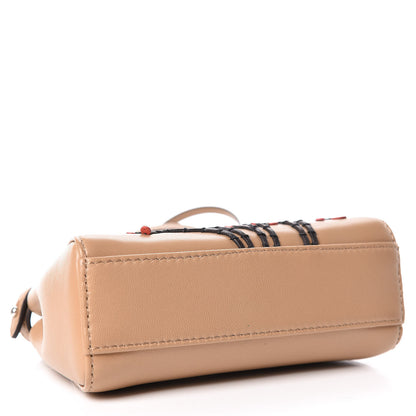 Fendi Shiny Nappa Botanical Garden Embroidered Micro Peekaboo Iconic Satchel Cuoio Rosso 4 of 9