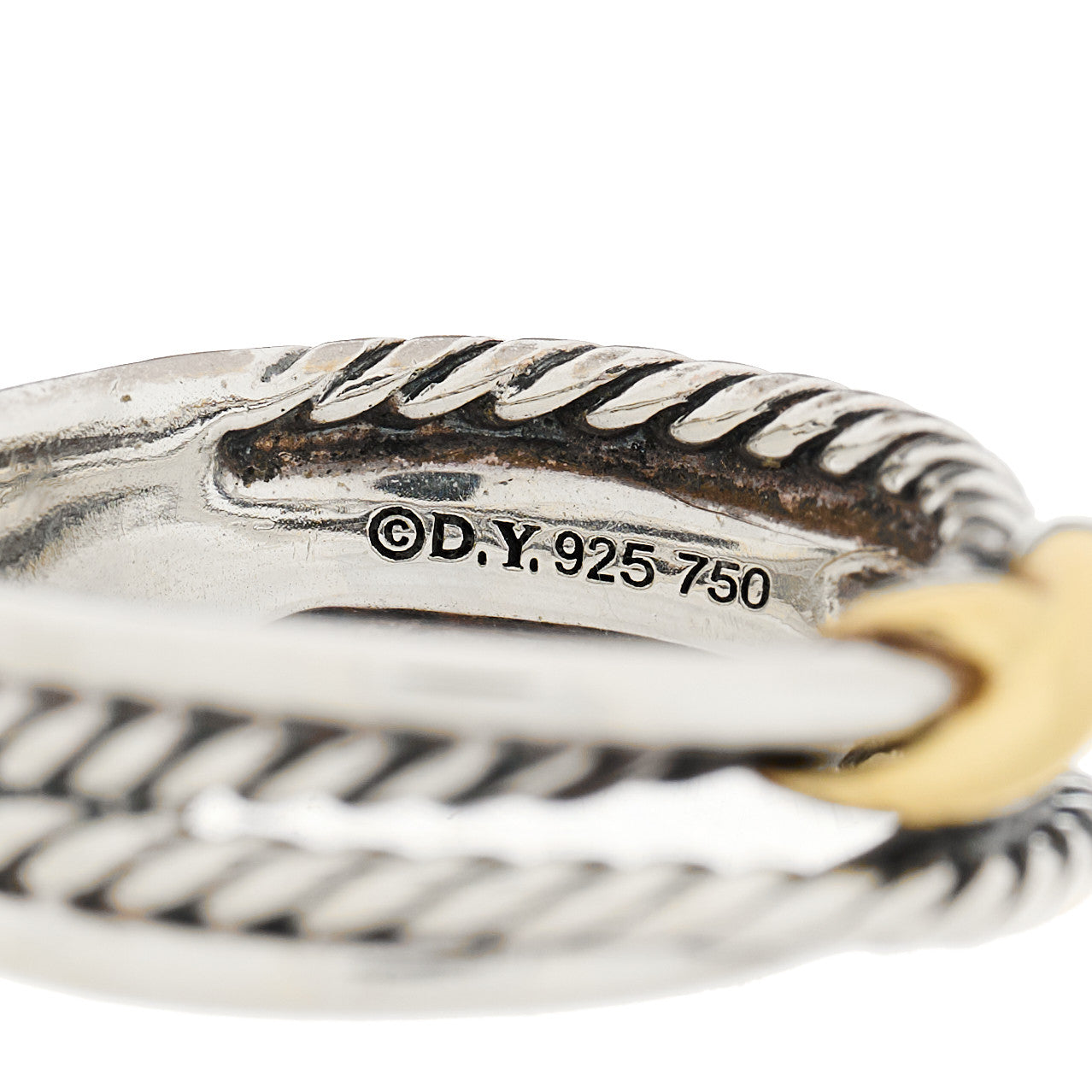 Sterling Silver 18K Yellow Gold 6mm X Crossover Ring 50 5.5
