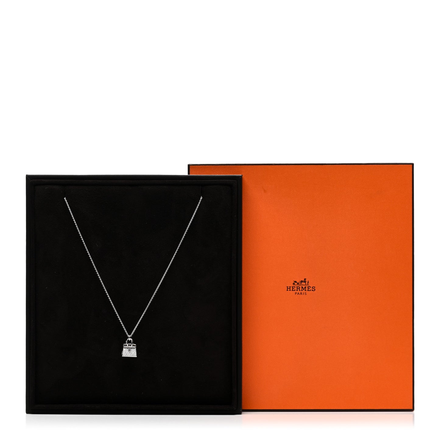 18K White Gold Diamond Birkin Amulette Pendant Necklace
