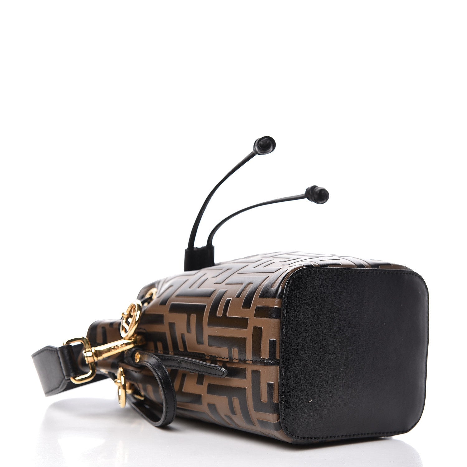 Fendi Vitello Liberty F is Fendi Bi-Color FF 1974 Embossed Mini Mon Tresor Bucket Bag Maya Black 4 of 11