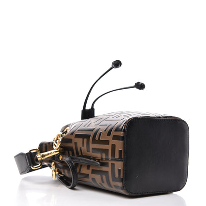 Fendi Vitello Liberty F is Fendi Bi-Color FF 1974 Embossed Mini Mon Tresor Bucket Bag Maya Black 4 of 11