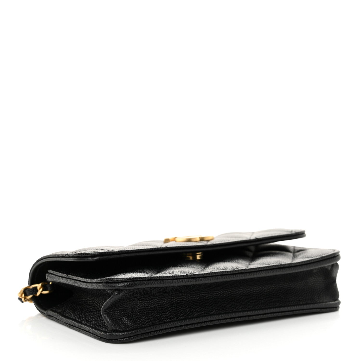 Chanel Caviar Quilted Glitter CC Roller Skate Wallet On Chain WOC Black 4 of 12