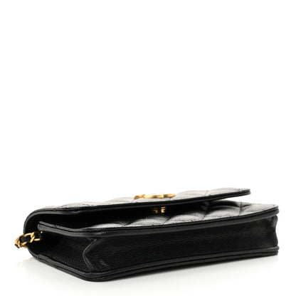 Chanel Caviar Quilted Glitter CC Roller Skate Wallet On Chain WOC Black 4 of 12