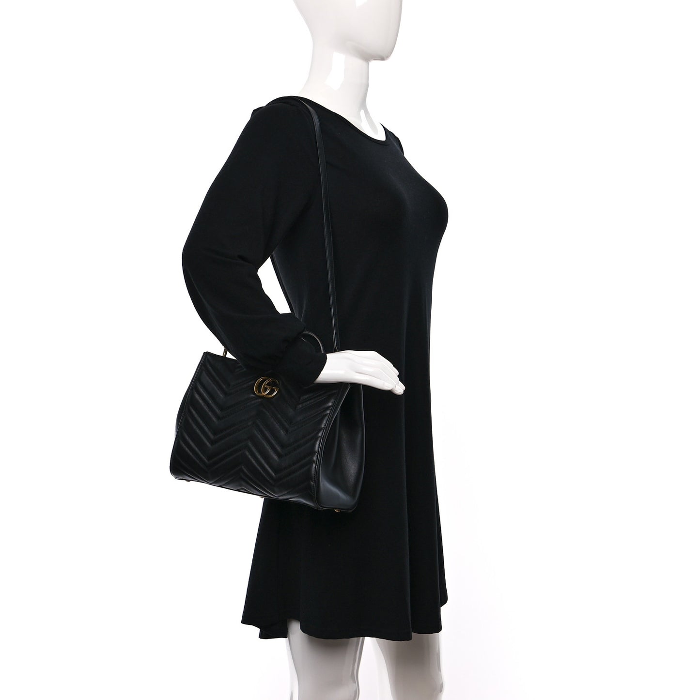 Calfskin Matelasse Small GG Marmont Tote Black
