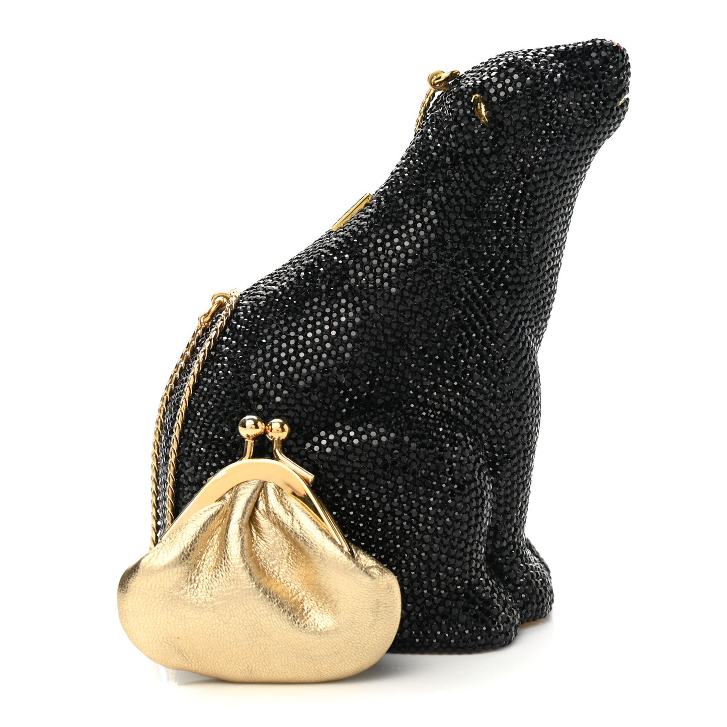 Swarovski Crystal Black Bear Minaudiere Clutch Black
