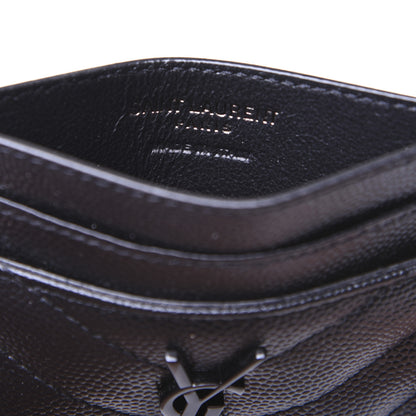 Saint Laurent Grain De Poudre Matelasse Chevron Monogram Credit Card Case Black 8 of 11