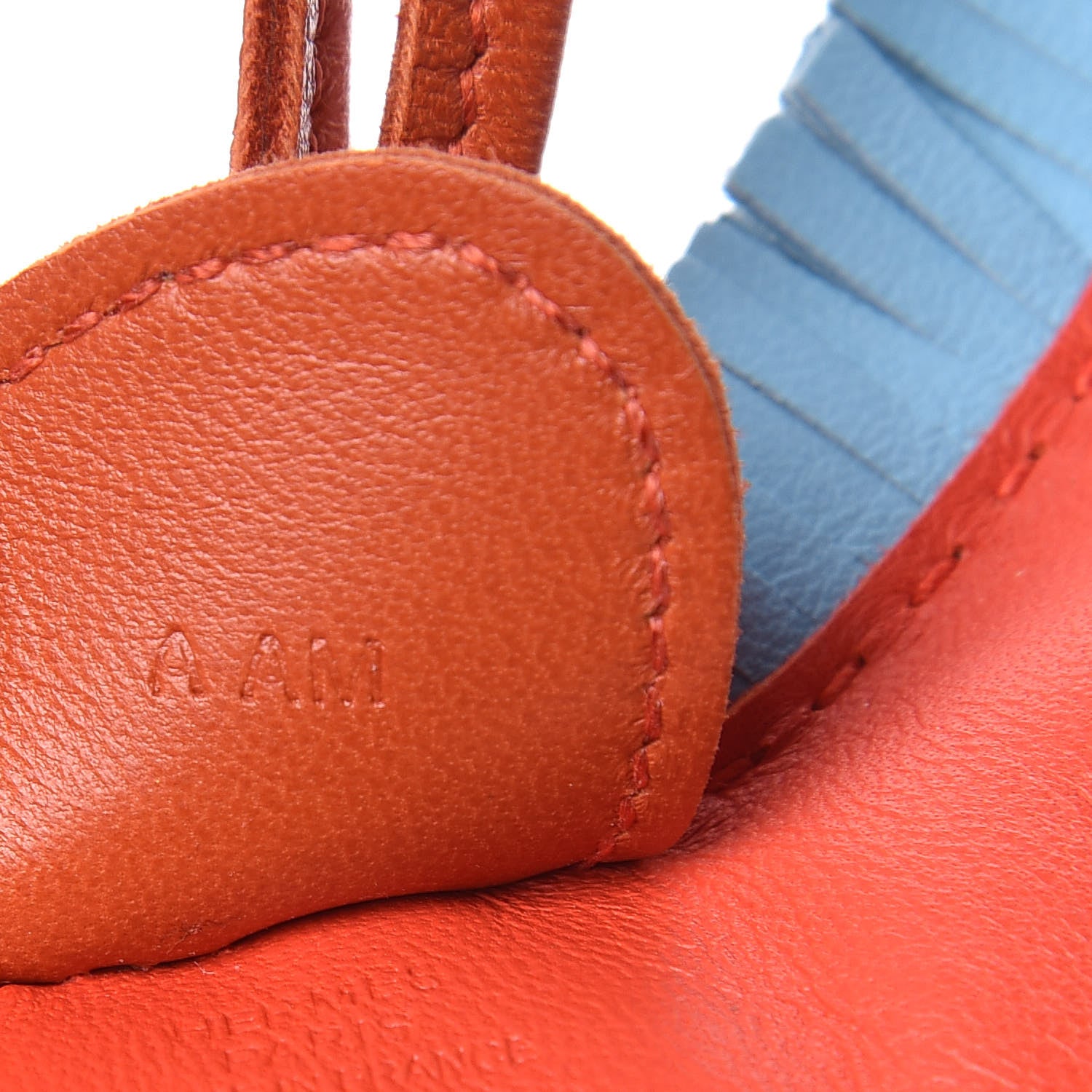 Hermes Milo Lambskin Grigri Rodeo Horse Bag Charm MM Capucine Celeste Cornaline 4 of 4