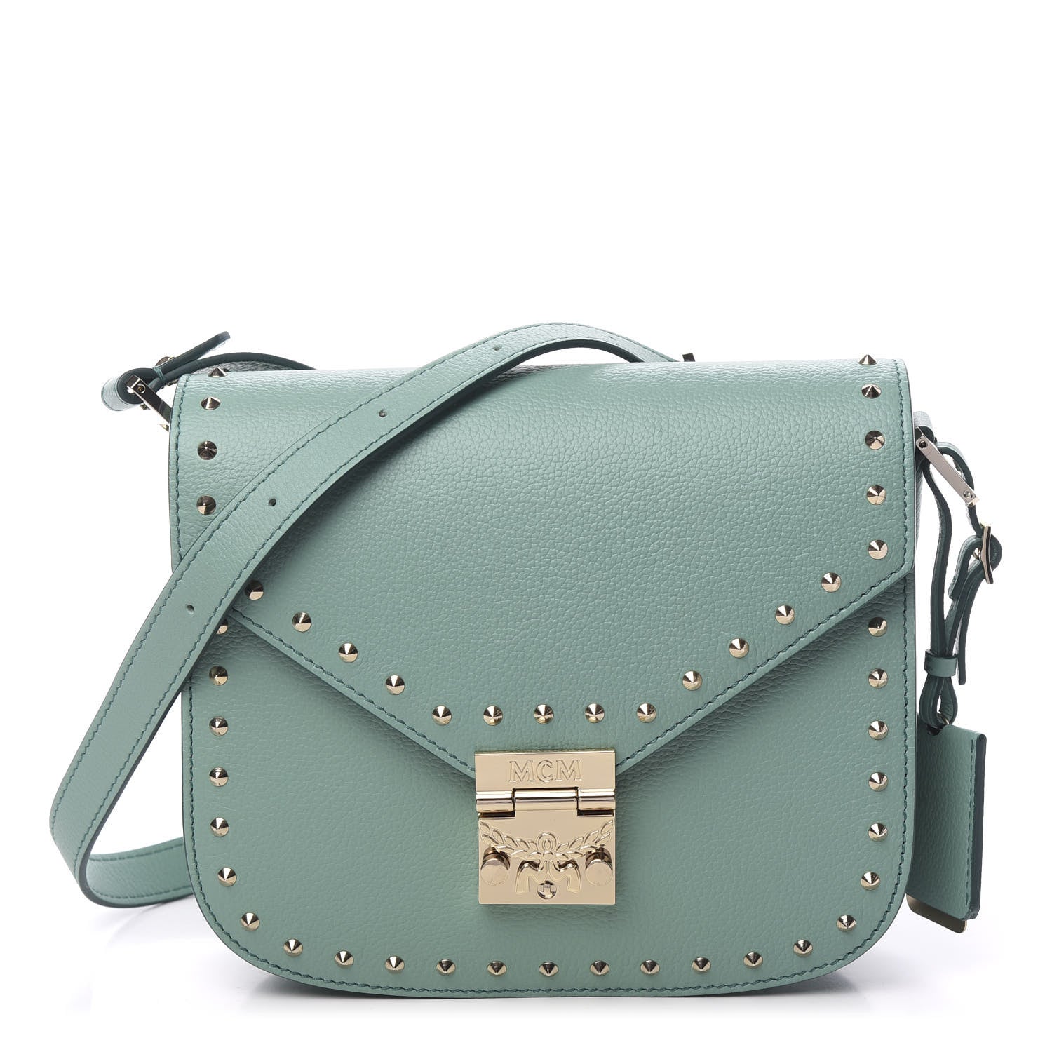 MCM Calfskin Studded Patricia Crossbody Bag Mint 1 of 11