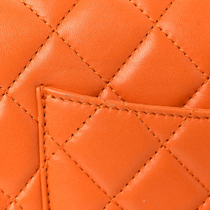 Chanel Lambskin Quilted Jumbo Grocery By Chanel Drawstring Shopping Bag Orange 14 of 21