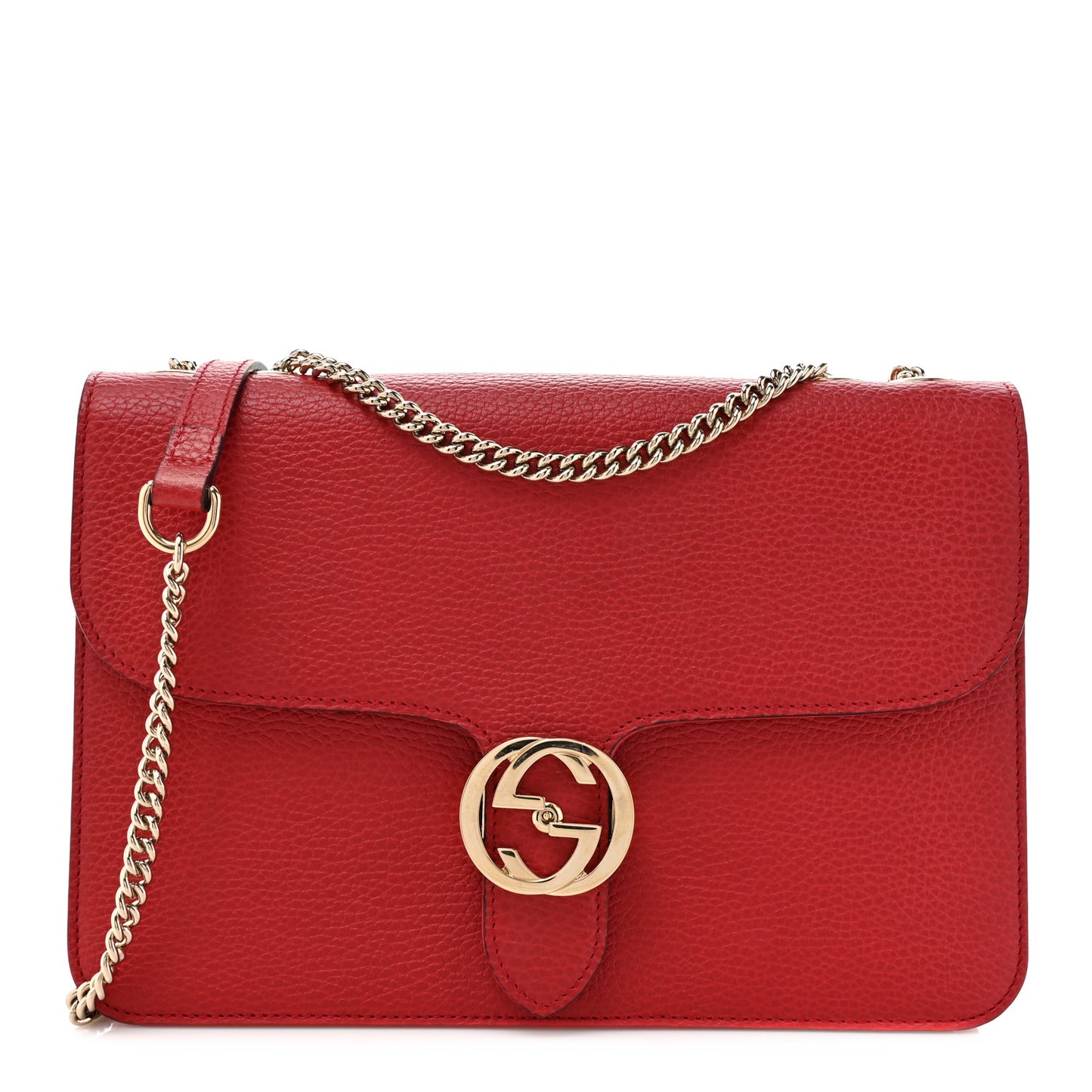 Dollar Calfskin Interlocking G Shoulder Bag Red
