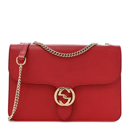 Gucci Dollar Calfskin Interlocking G Shoulder Bag Red 1 of 12