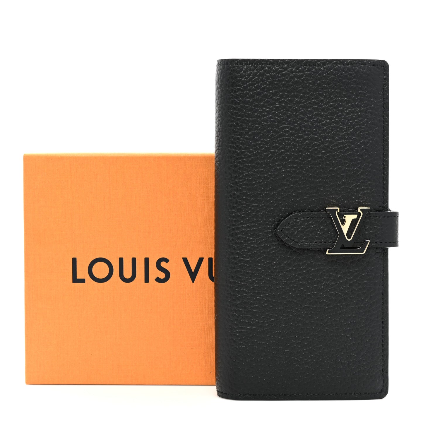 Taurillon LV Vertical Capucines Wallet Black Arizona