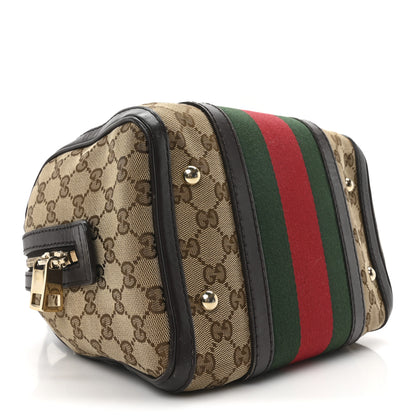 Gucci Monogram Vintage Web Small Boston Dark Brown 4 of 10