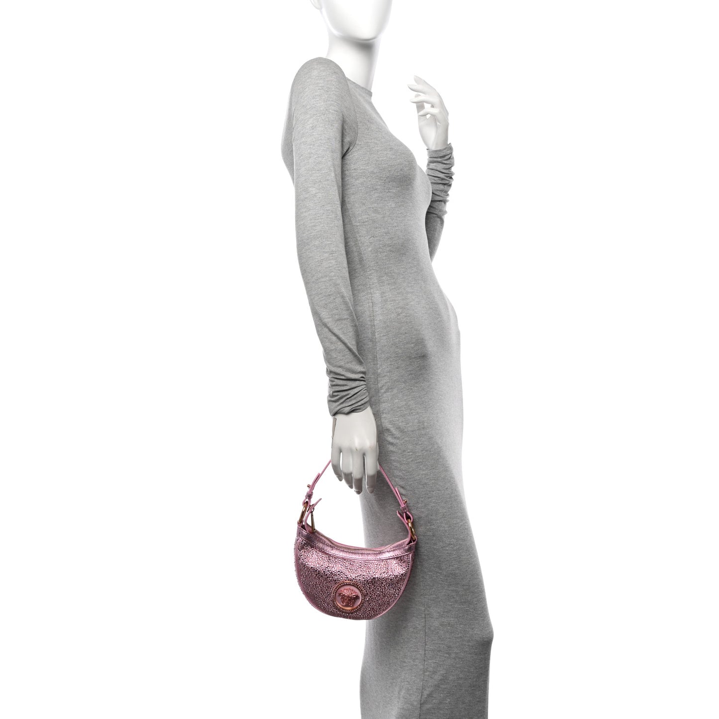 X DUA LIPA Crystal Repeat Mini Hobo Pink