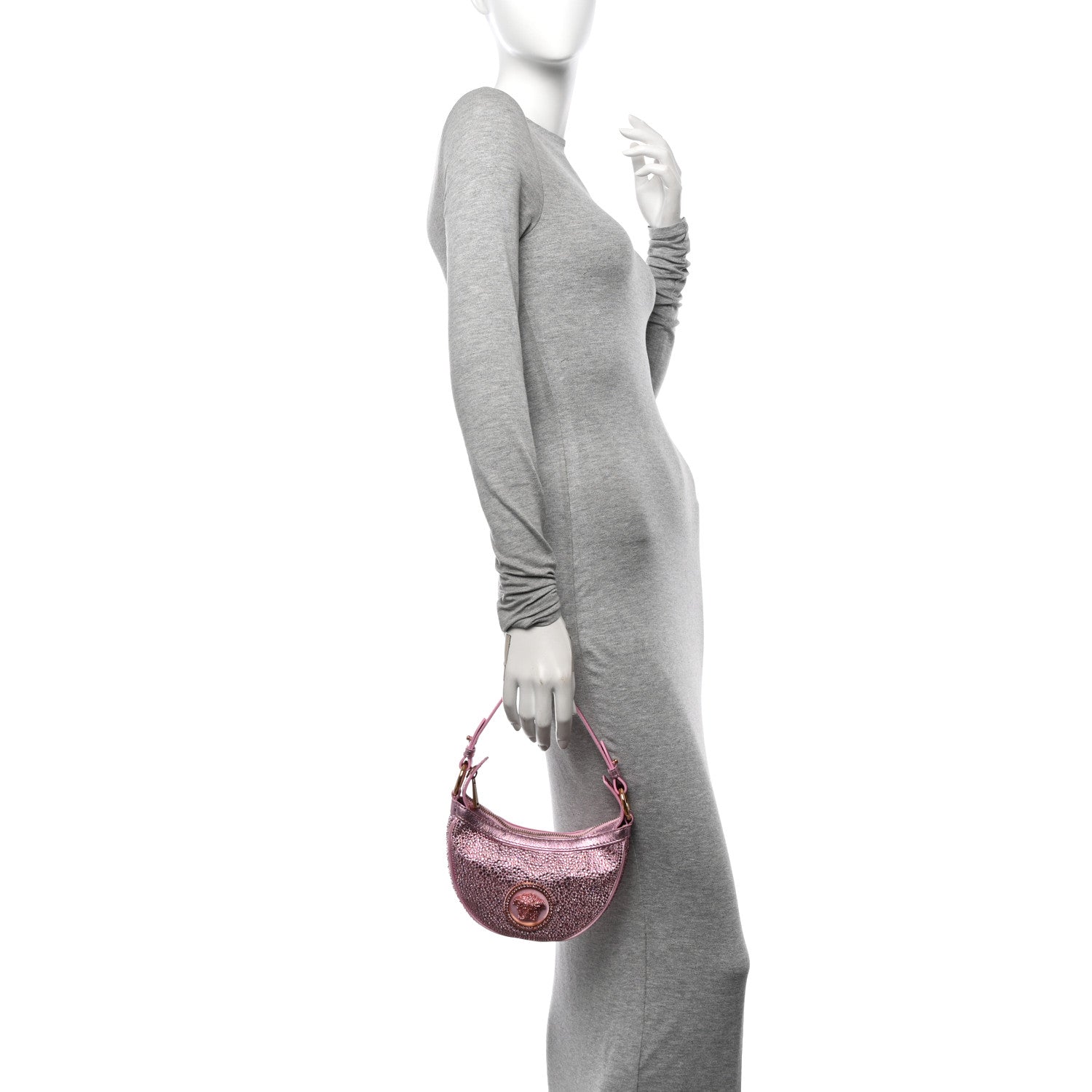 Versace X DUA LIPA Crystal Repeat Mini Hobo Pink 2 of 10