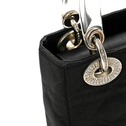 Christian Dior Satin Swarovski Crystal Acrylic PVC Cannage Mini Lady Dior Black 12 of 13