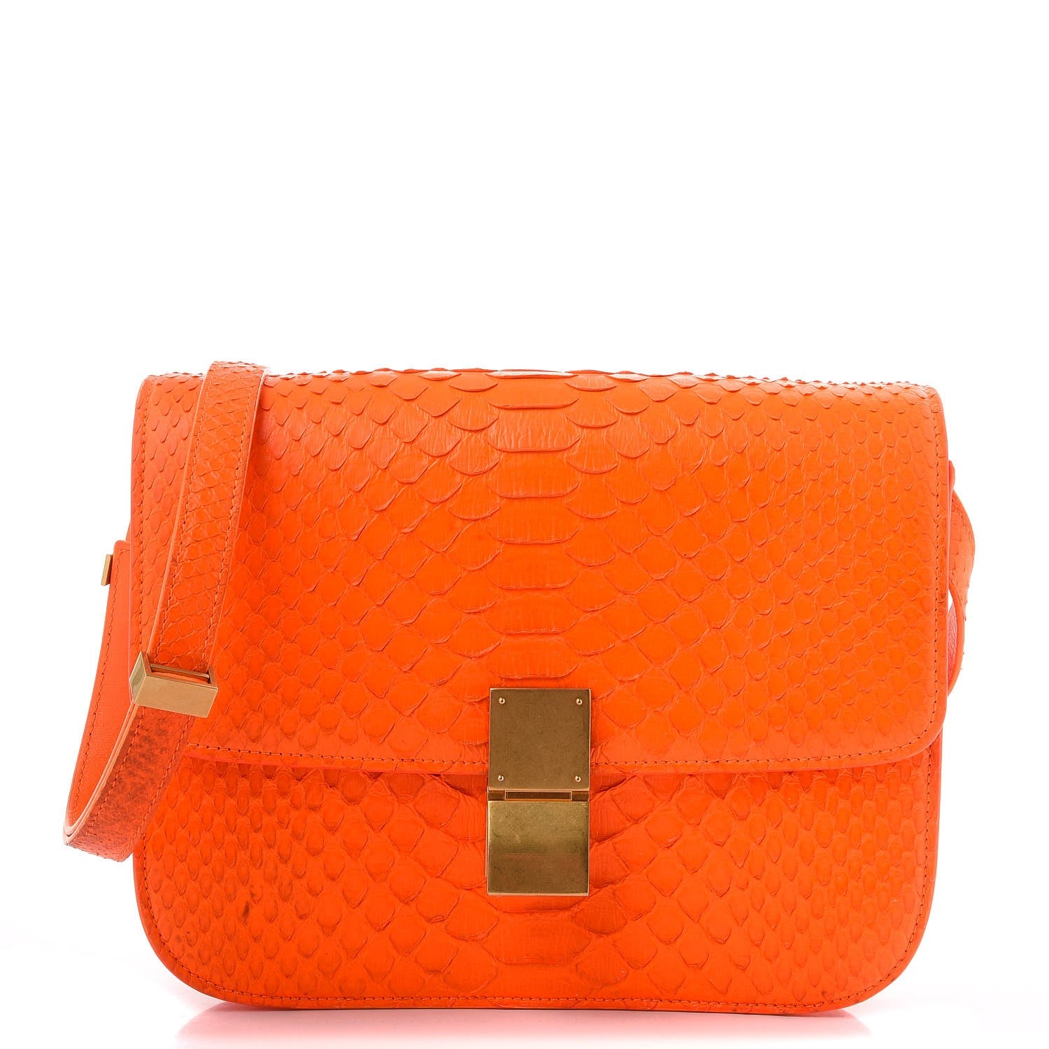 Celine Python Medium Classic Box Flap Bag Red 1 of 12