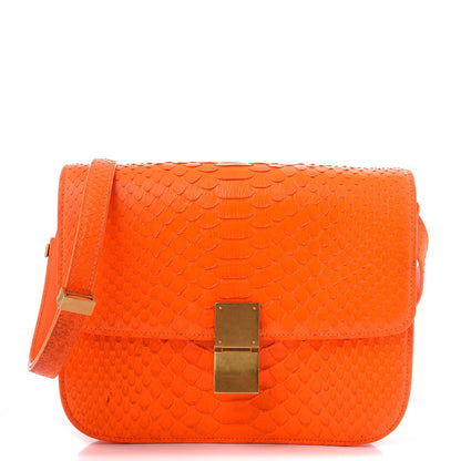 Celine Python Medium Classic Box Flap Bag Red 1 of 12
