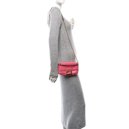 Fendi Nappa FF 1974 Embossed Mini Baguette Rosa Fluo 2 of 10