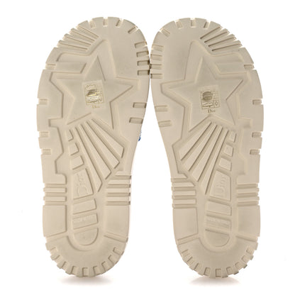 Christian Dior Canvas Fluo Toile de Jouy Embroidered Dway 10mm Slide Sandals 37.5 White Blue 6 of 10