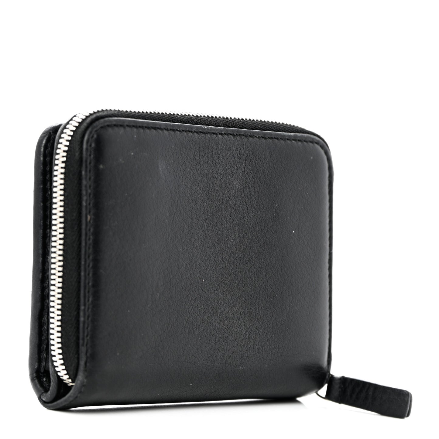 Calfskin Logo Zip Around Card Holder Black