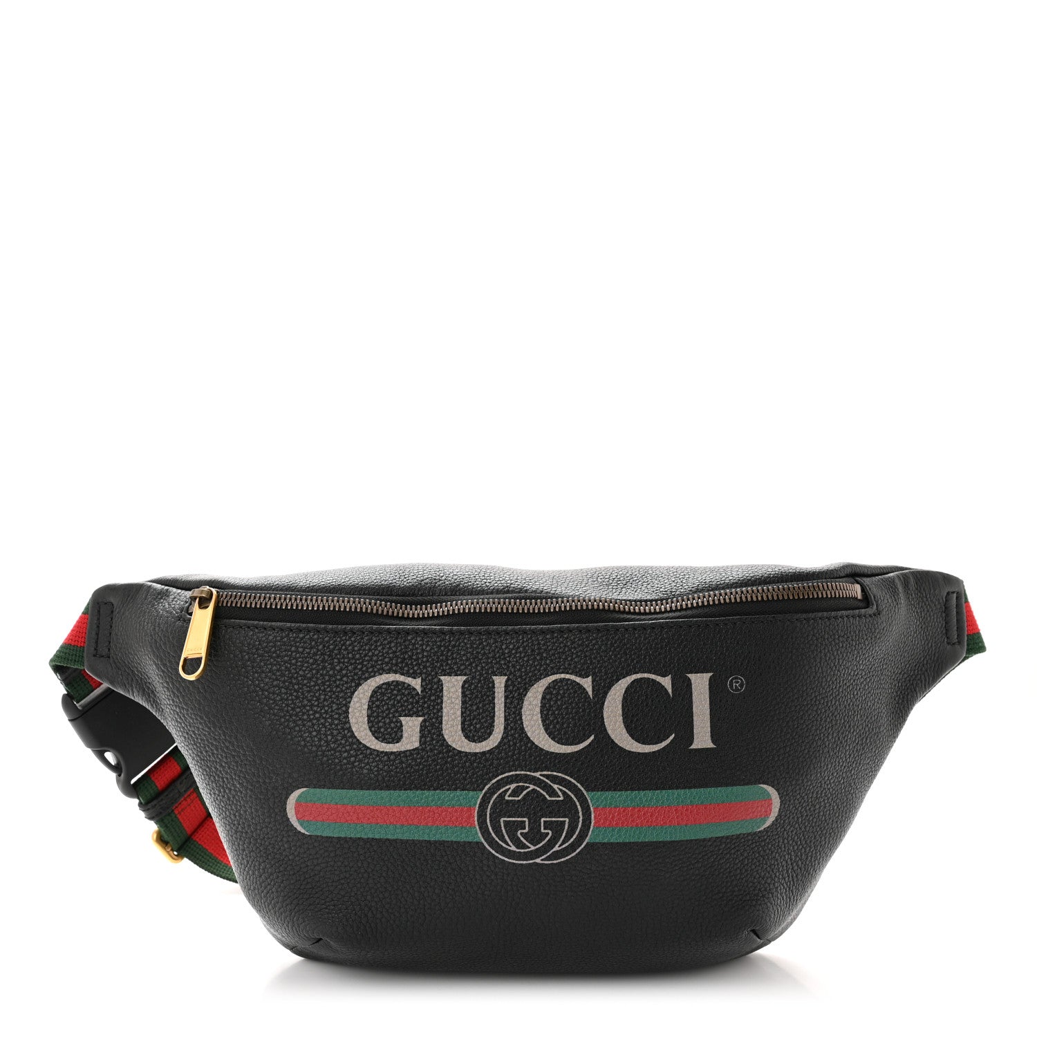 Gucci Grained Calfskin Logo Belt Bag Black 1 of 11