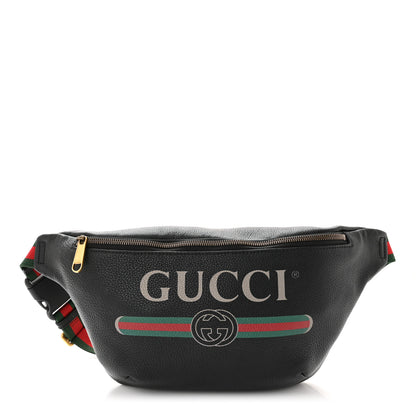 Gucci Grained Calfskin Logo Belt Bag Black 1 of 11