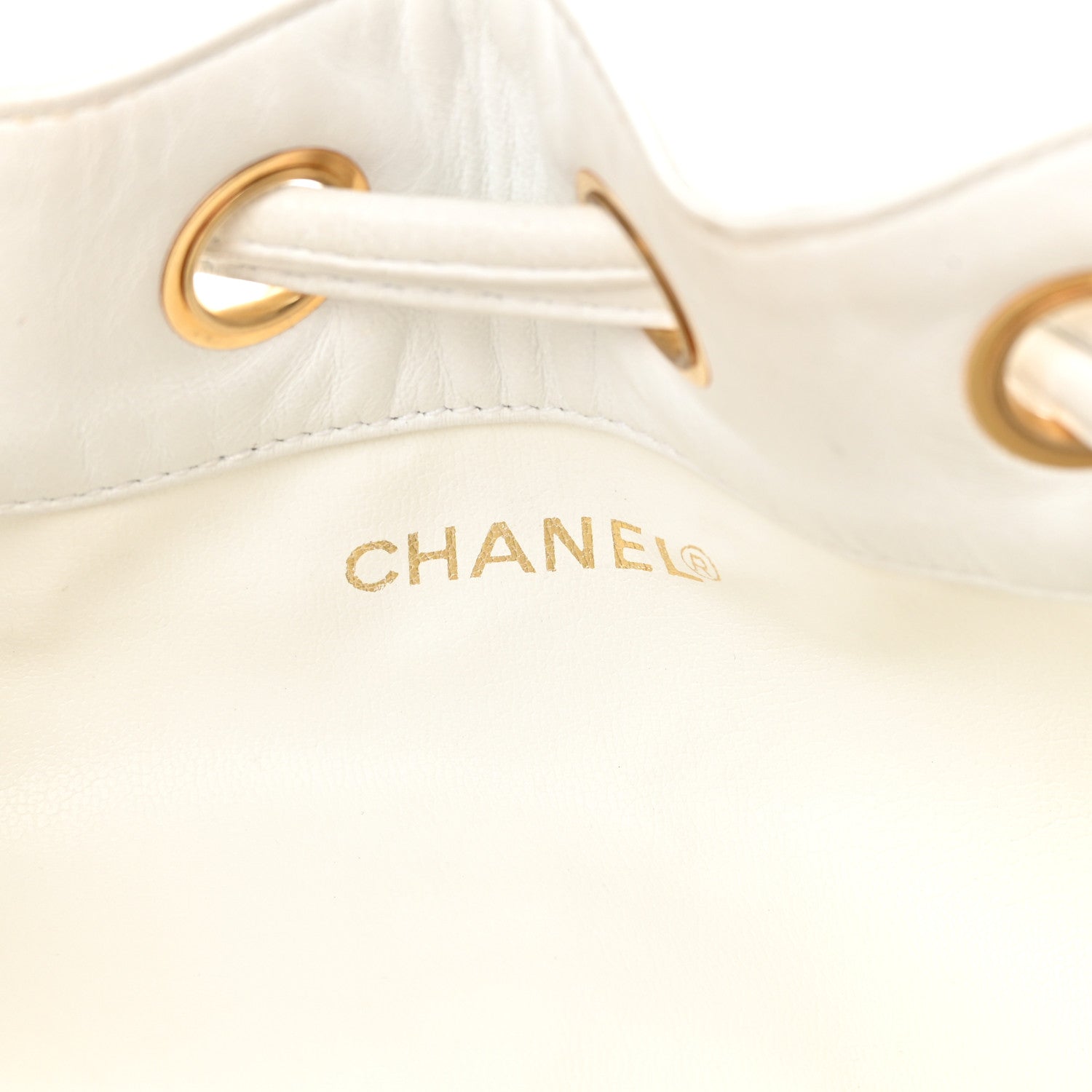 Chanel Lambskin CC Drawstring Bucket Bag White 7 of 18
