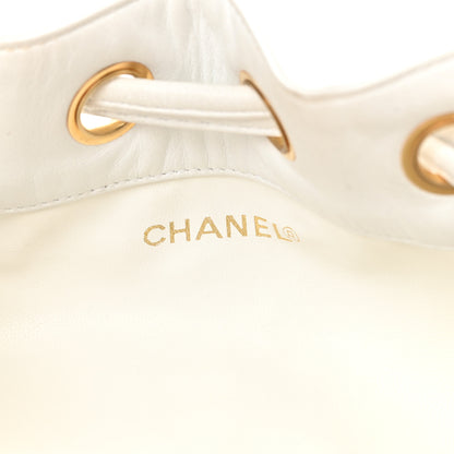Chanel Lambskin CC Drawstring Bucket Bag White 7 of 18