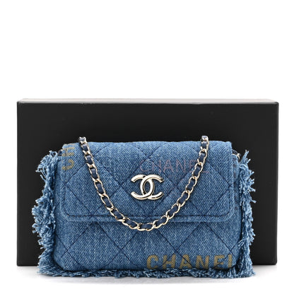 Chanel Denim Quilted Denim Mood Clutch With Chain Blue Multicolor 10 of 10