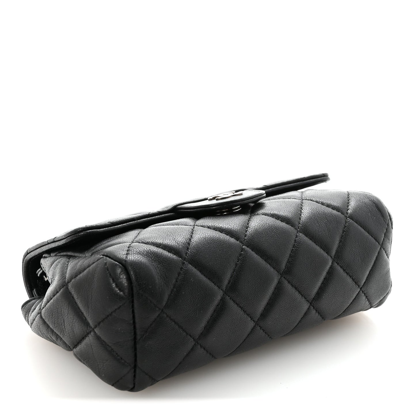 Lambskin Quilted Flap Cosmetic Case Black