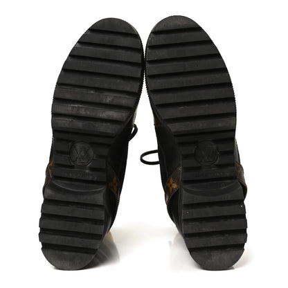 Louis Vuitton Suede Calfskin Monogram Laureate Platform Desert Boots 38.5 Black 7 of 11