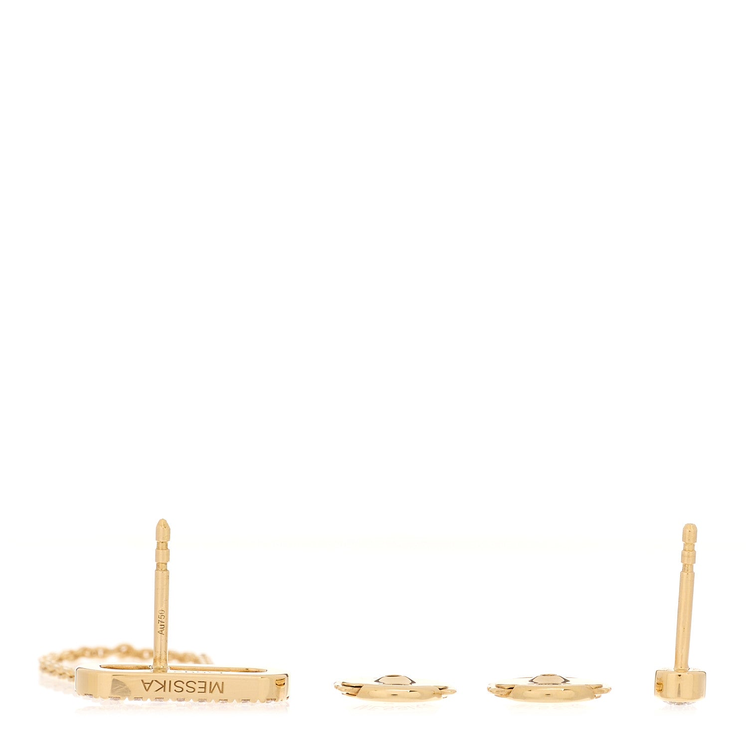 Messika 18K Yellow Gold Diamond Move Uno Chain and Stud Earrings 3 of 5