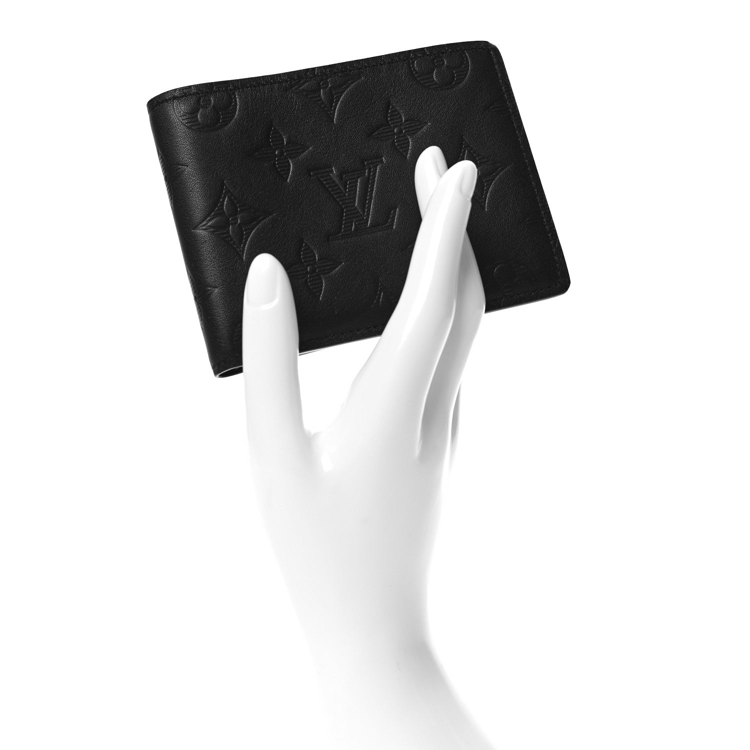 Louis Vuitton Calfskin Monogram Shadow Multiple Wallet Black 2 of 8