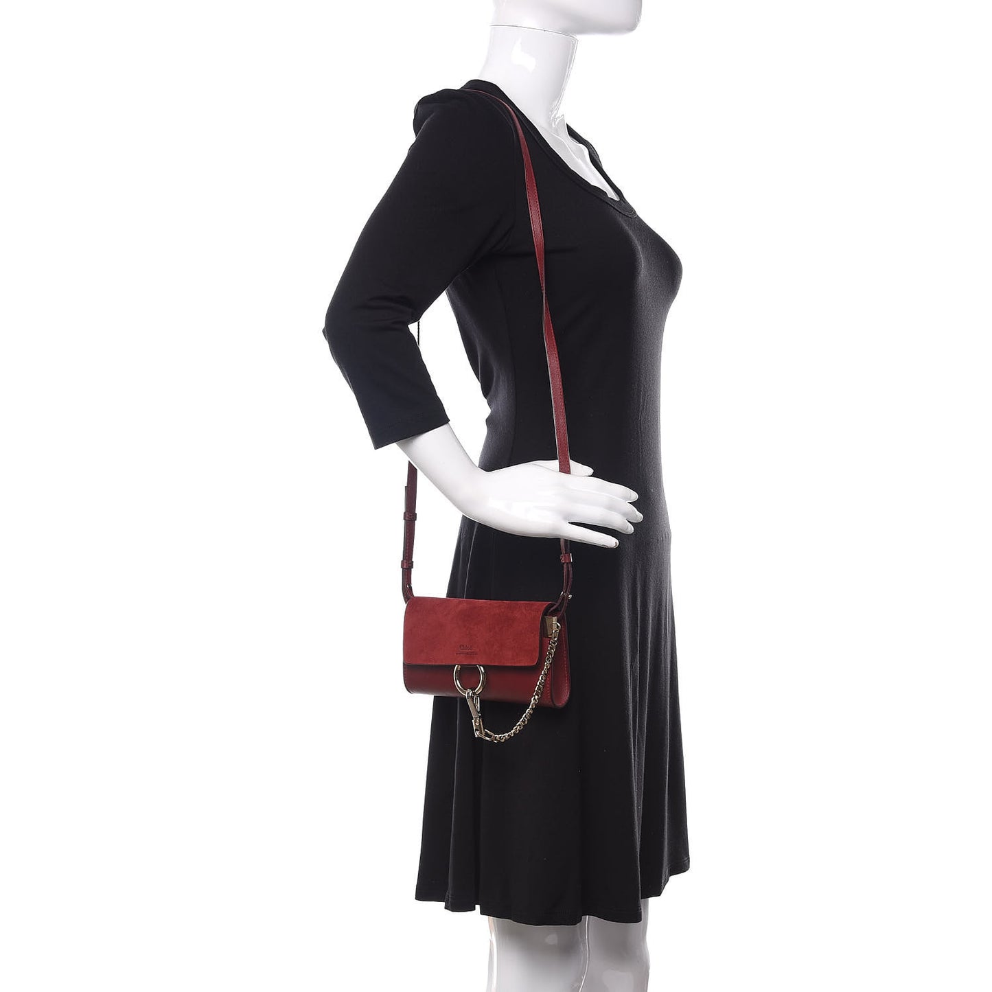 Suede Calfskin Mini Faye Shoulder Bag Plum Purple