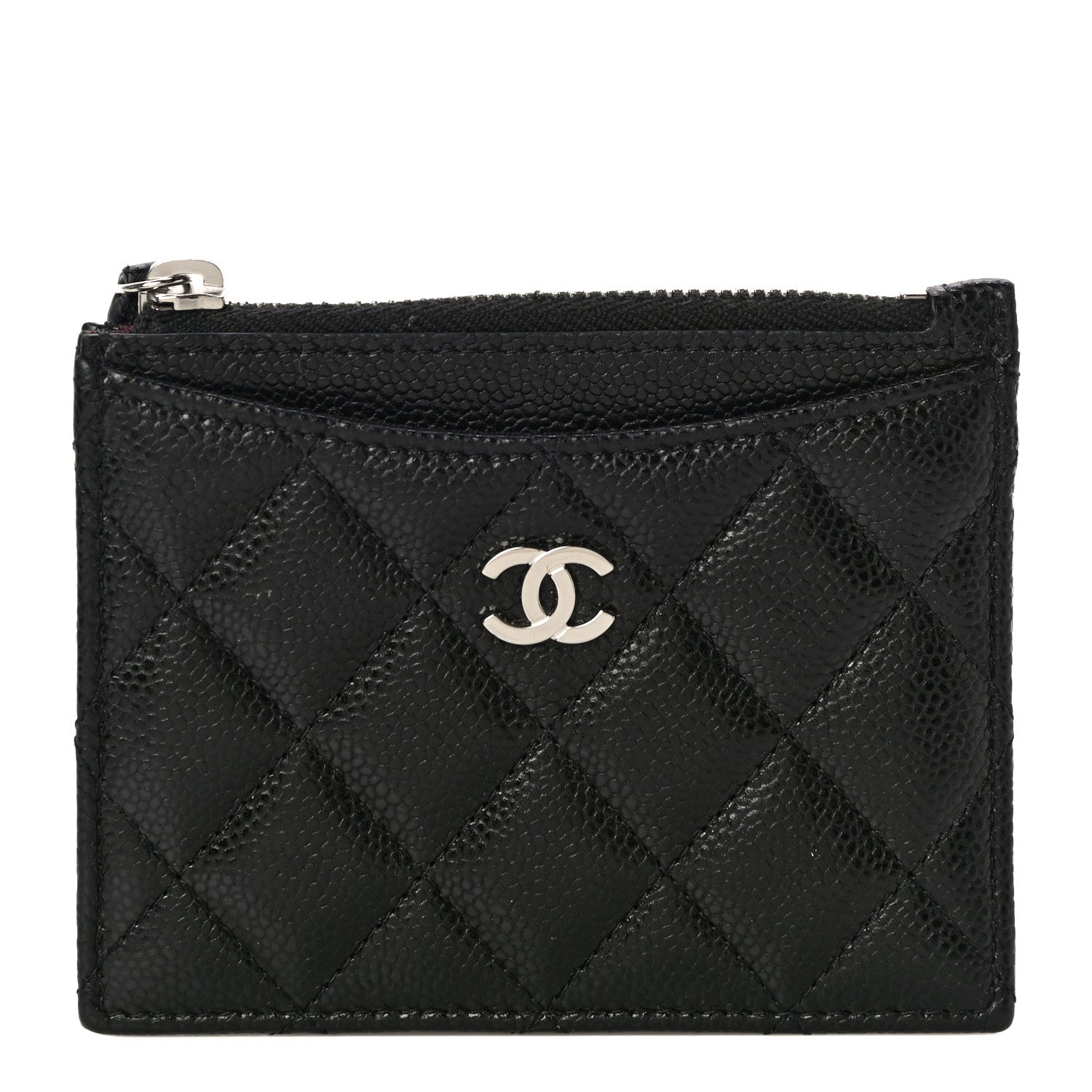 Chanel Caviar Quilted CC Zip Card Holder Black 1 of 11