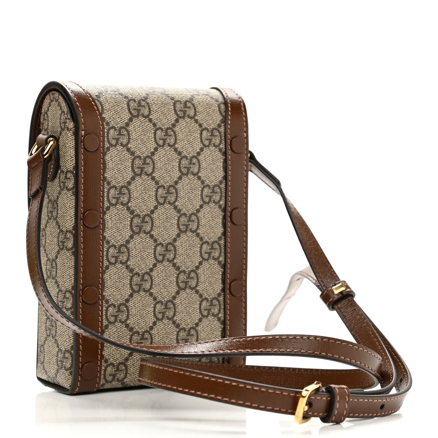 GG Supreme Monogram Mini Horsebit 1955 Crossbody Bag Beige Brown Sugar