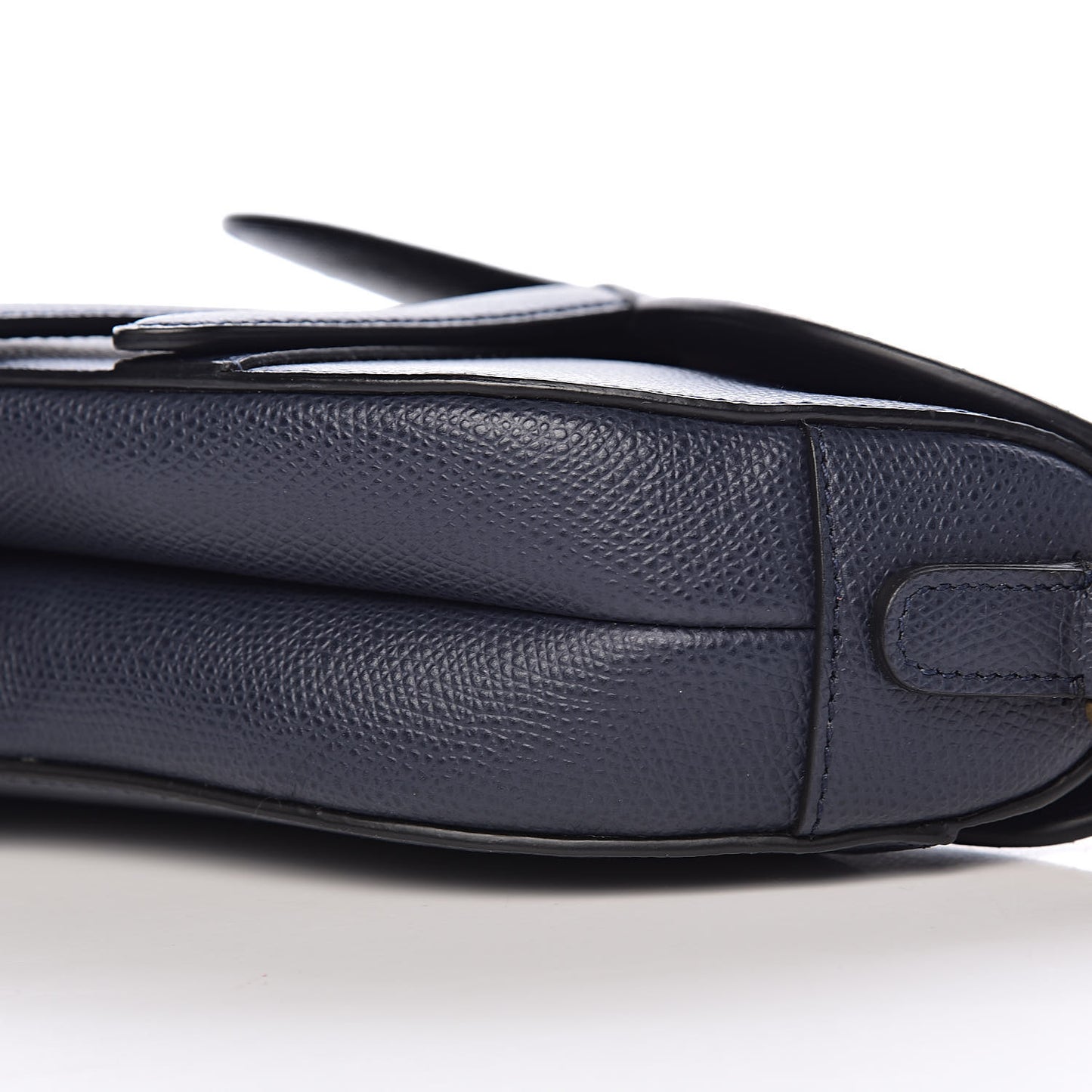 Grained Calfskin Mini Saddle Bag Navy