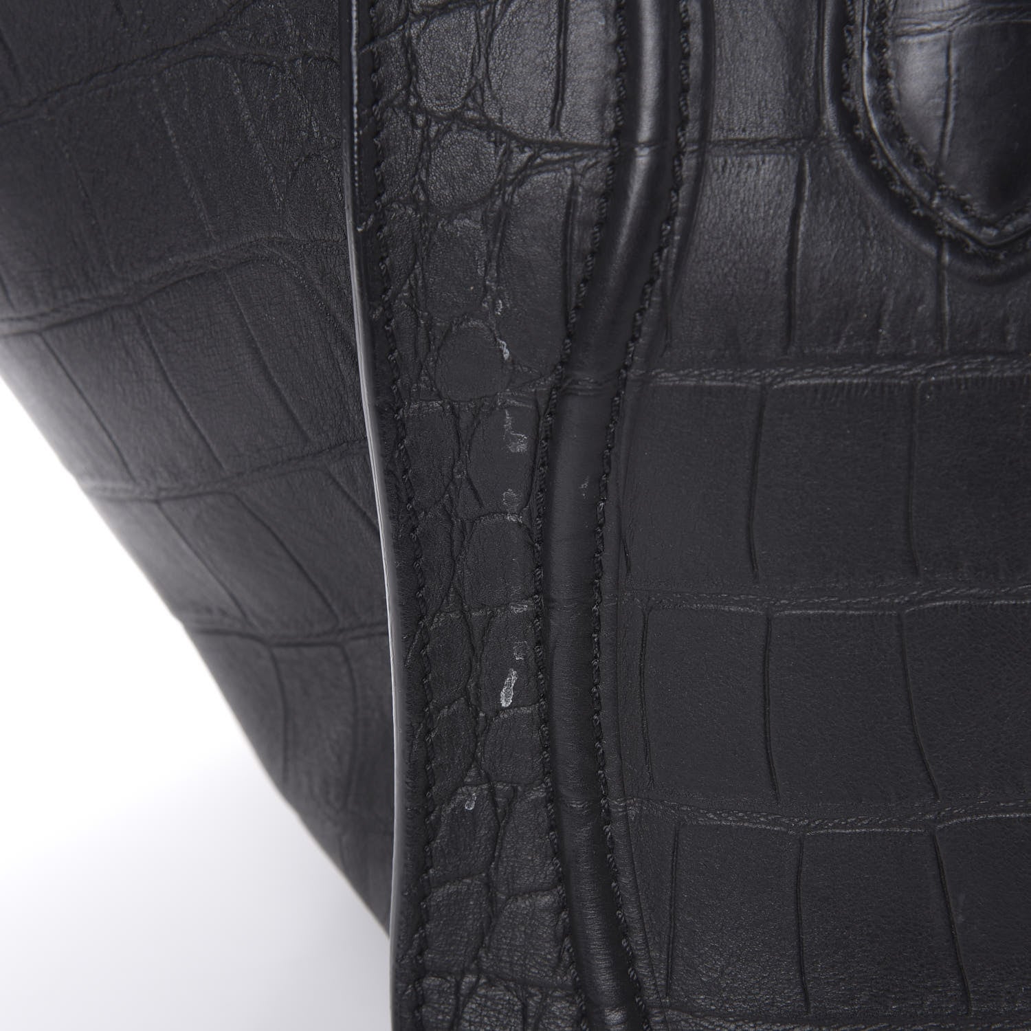 Celine Crocodile Embossed Calfskin Medium Phantom Luggage Black 14 of 16