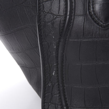 Celine Crocodile Embossed Calfskin Medium Phantom Luggage Black 14 of 16