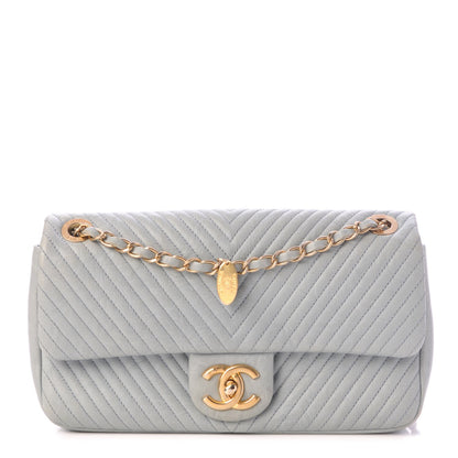 Chanel Calfskin Surpique Chevron Medium Flap Grey 1 of 8