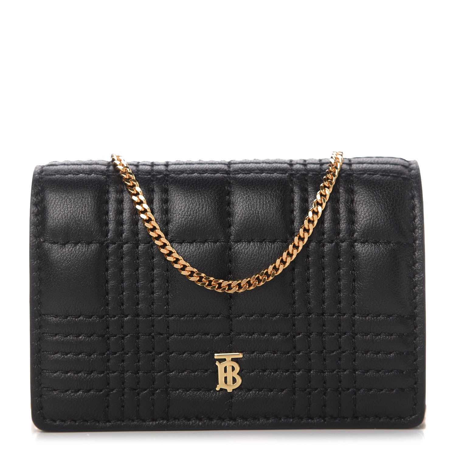 Burberry Lambskin Quilted Card Case With Detachable Strap Black 1 of 10