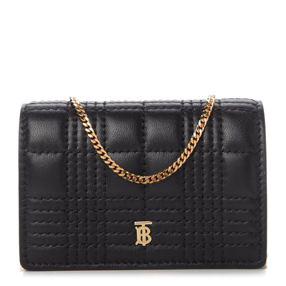 Burberry Lambskin Quilted Card Case With Detachable Strap Black 1 of 10