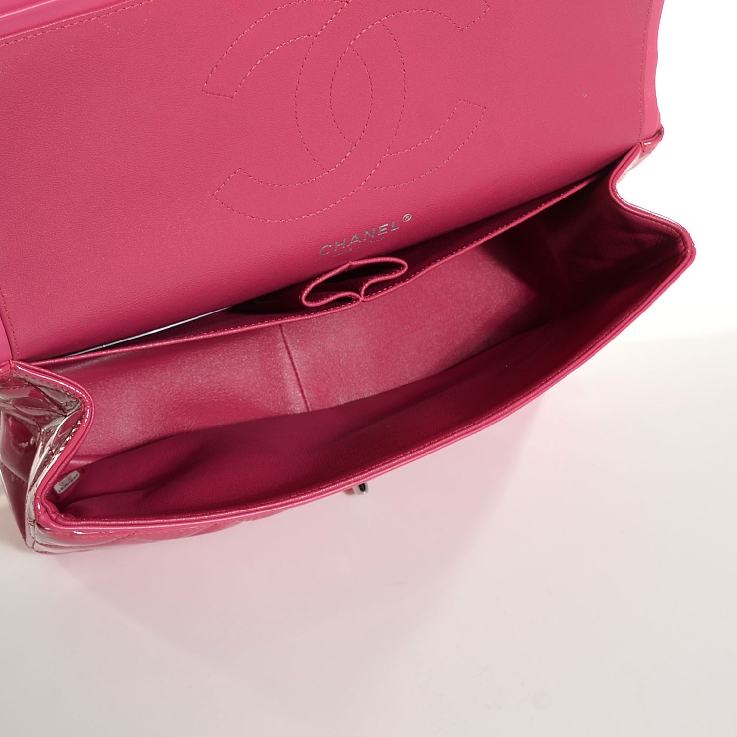 Chanel Patent Calfskin Quilted Jumbo Double Flap Fuchsia 5 of 8