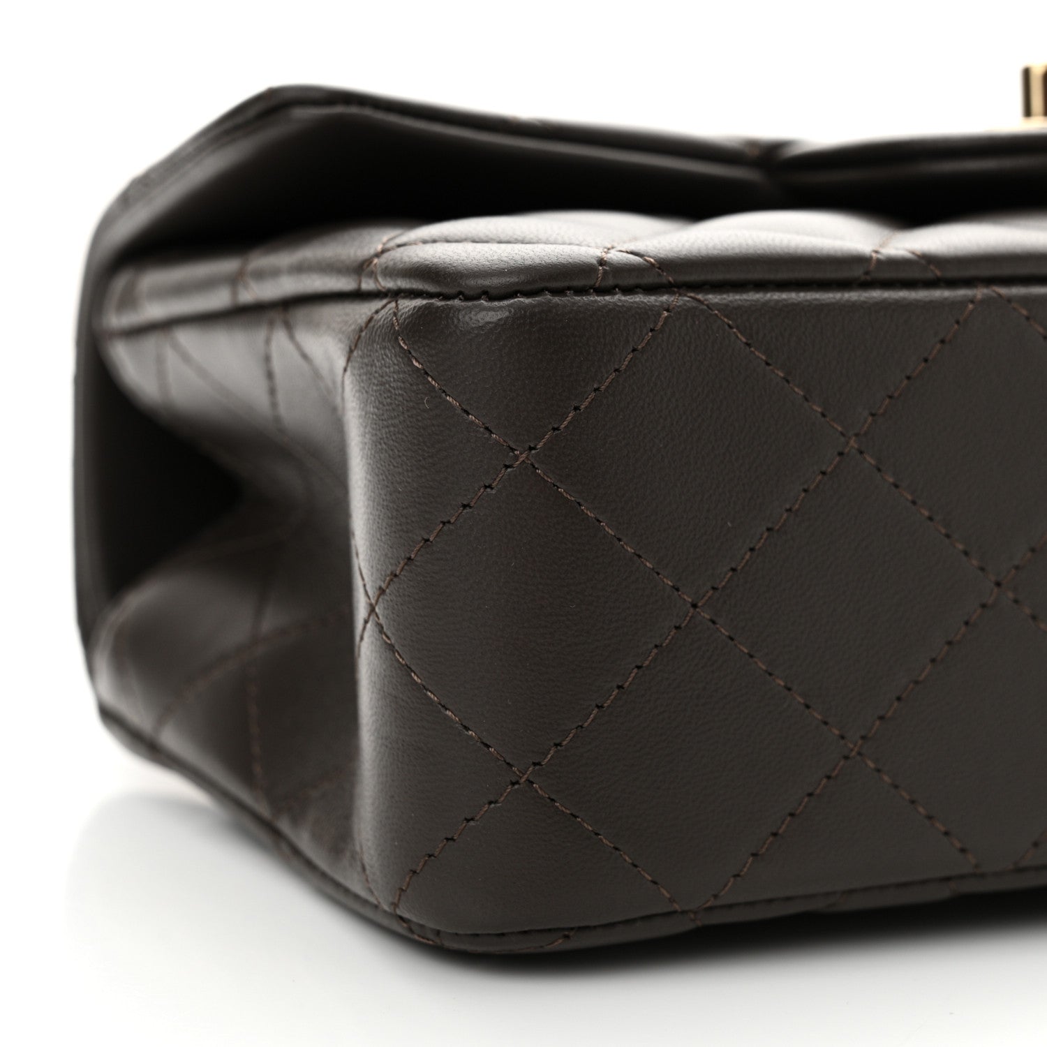 Chanel Lambskin Quilted Mini Top Handle Rectangular Flap Dark Brown 9 of 12