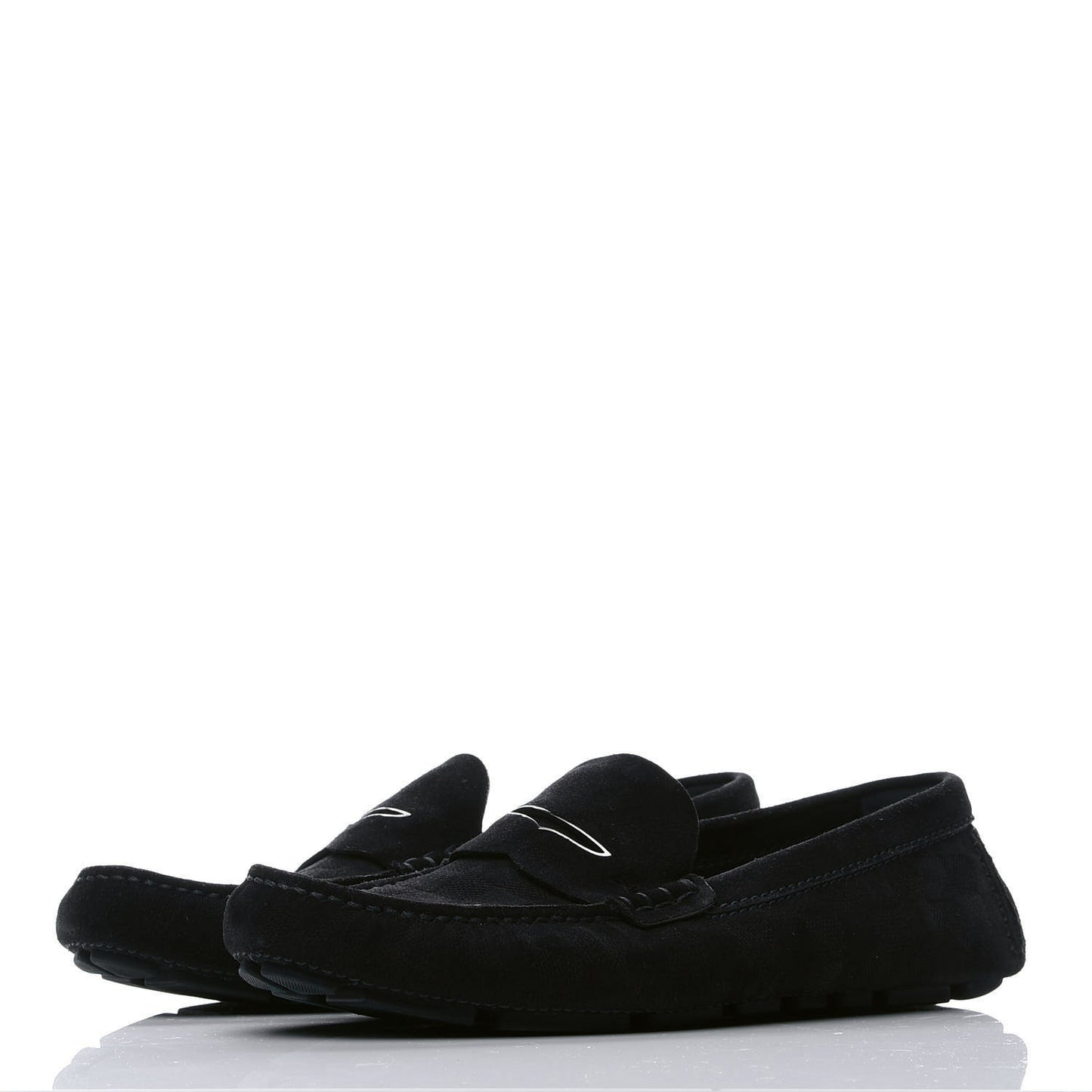 Suede Calfskin Mens Moccasin Loafers 8 Black