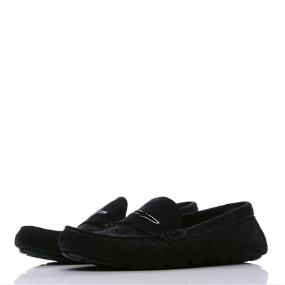 Louis Vuitton Suede Calfskin Mens Moccasin Loafers 8 Black 2 of 8