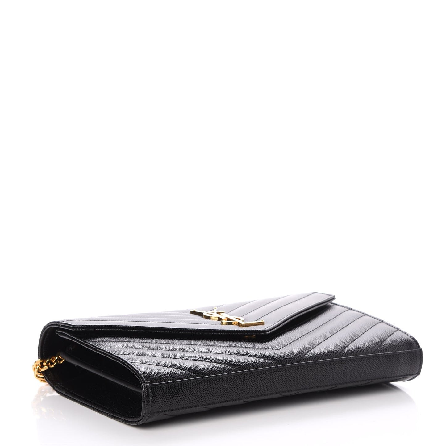 Grain De Poudre Matelasse Chevron Monogram Chain Wallet Black