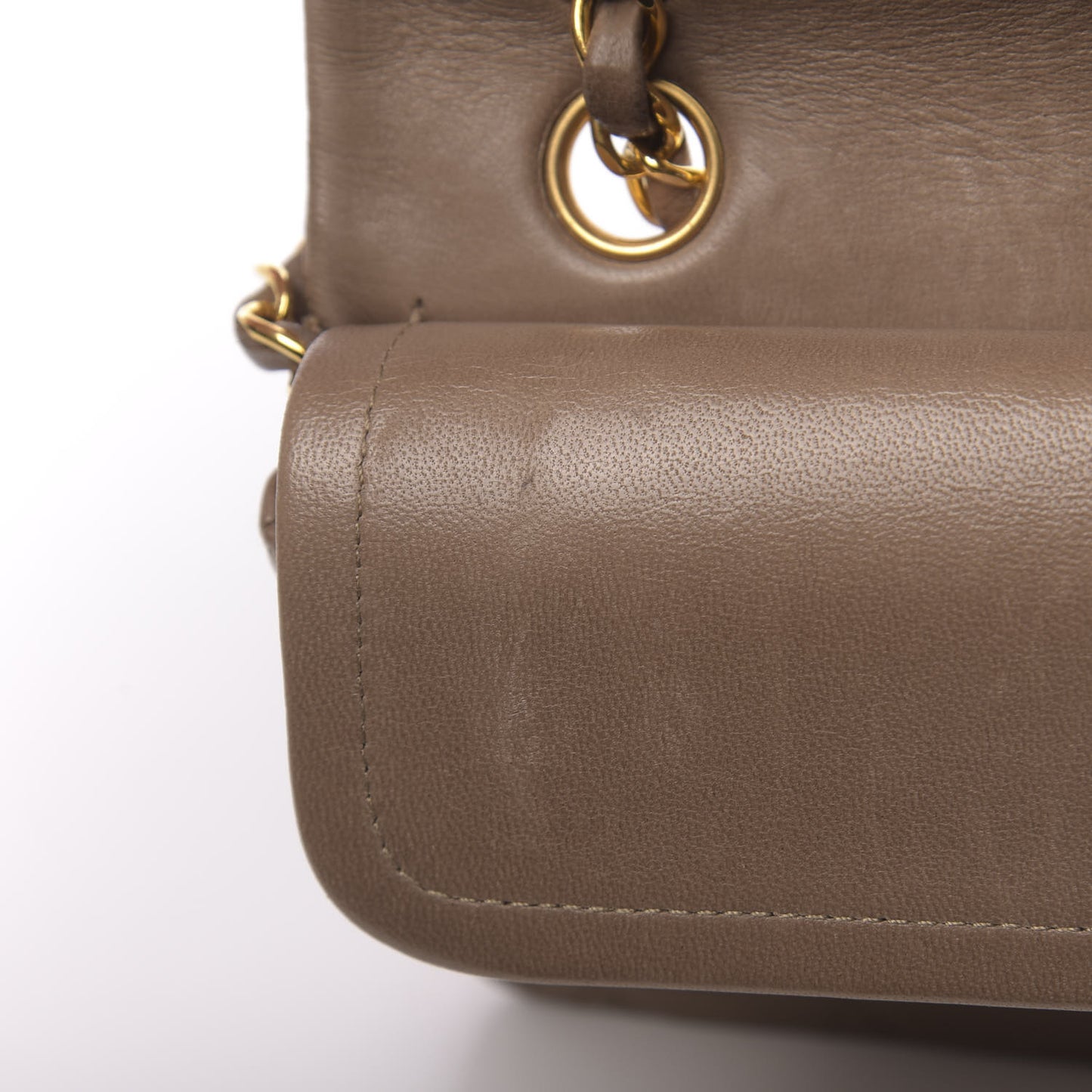 Lambskin Quilted Small Double Flap Beige