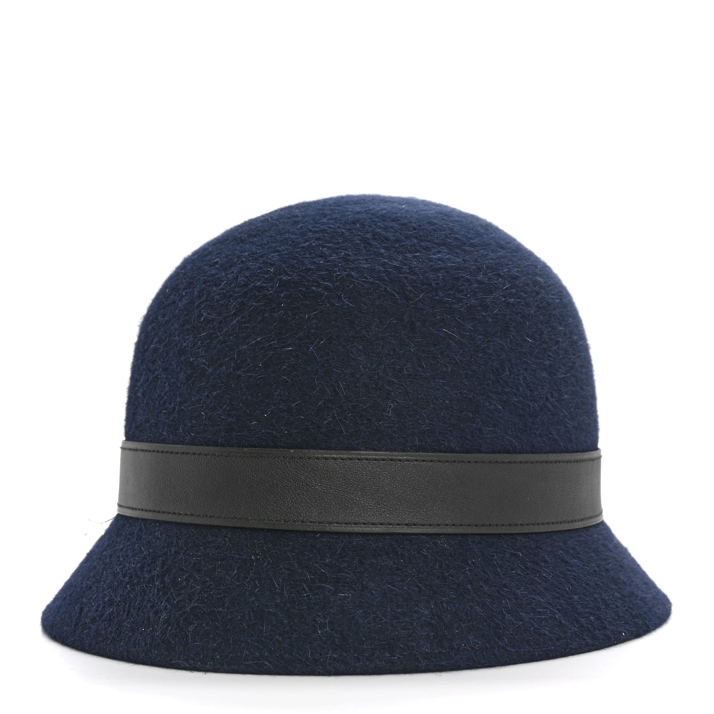 Rabbit Felt Calfskin Paris Hat 58 Marine Black